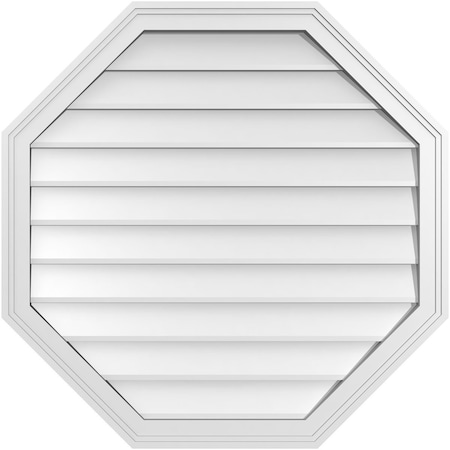 Ekena Millwork Octagonal Surface Mount PVC Gable Vent w/ 2"W x 1-1/2"P Brickmould Frame, 32"W x 32"H GVPOC32X3202SN